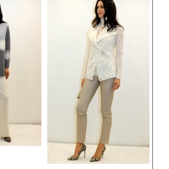 NWT Carlisle Per Se Italian Felted Wool Lace Vest Per Se Per Marine - Picture 4 of 14